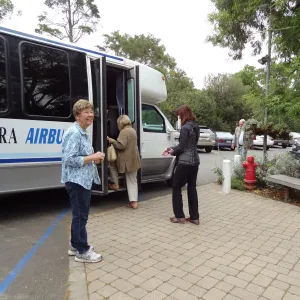 Visitors arriving by bus at Entrance, National Public Gardens Day 2012, SBBG