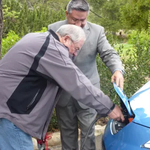 SBBG Electric Vehicle (EV) charging station event, Salud Carbajal, John Weiman