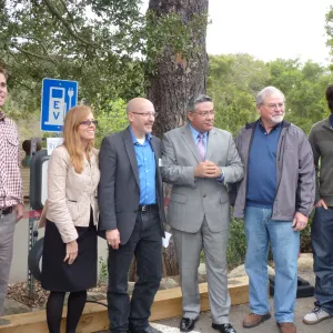 SBBG Electric Vehicle (EV) charging station event, Salud Carbajal, John Weiman, Steve Windhager