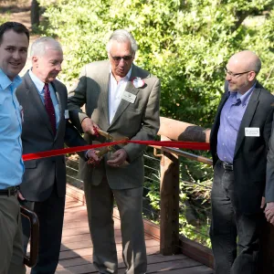 Campbell Bridge opening event, February 14, 2013, ribbon cutting