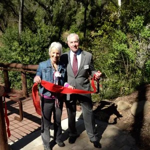 John and Ann Brinker, Campbell Bridge opening event, February 14, 2013, ribbon cutting