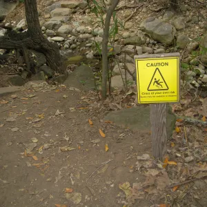 Upper creek crossing, caution sign