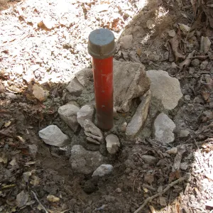 New grid marker set in concrete