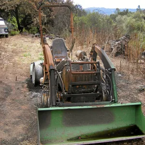Fire damage to tractor