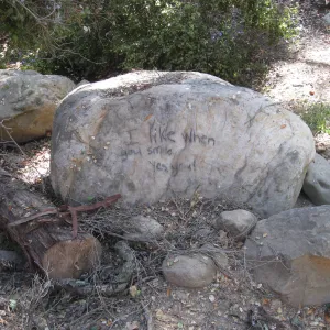 Grafitti on boulder in the Canyon