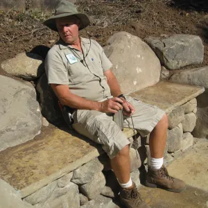 Dave Kershaw on Overeem bench in the old Island Section in the Canyon