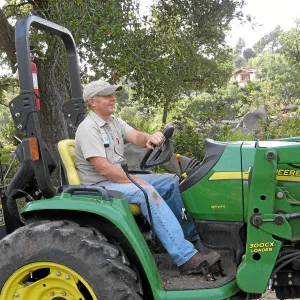 Dave Kershaw digging holes for new oak trees in the Meadow Oaks