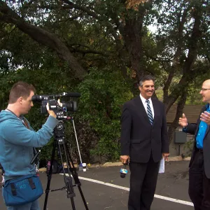 new EV Charging Station at SBBG, electric vehicle charging station, dedication, press interview