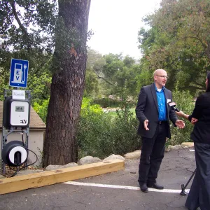 new EV Charging Station at SBBG, electric vehicle charging station, dedication, press interview