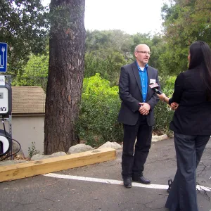new EV Charging Station at SBBG, electric vehicle charging station, dedication, press interview