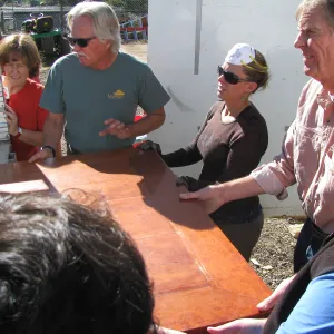 Betsy Collins, Steve Junak, Heather Wehnau, Bob Muller, Andrew Wyatt, The Library table, SBBG Staff cleaning out temoporary storage container, after the Jesusita Fire