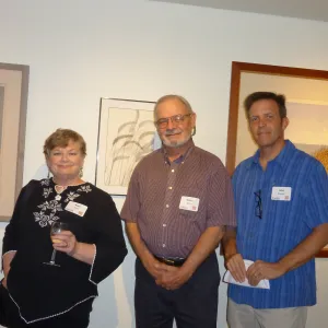 Beth Painter, Dieter Wilken and John Wardlaw, SBBG Patrick OHara art exhibit reception at the Wildling Art Museum
