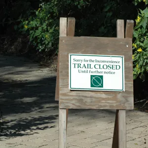 Trail Closed sign, SBBG