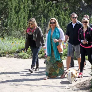 Santa Barbara Beer Garden Event, Robyn Parker and friends, dog on leash