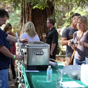 Santa Barbara Beer Garden Event, Kevin Pratt of Santa Barbara Brewing pouring