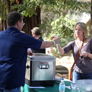 Santa Barbara Beer Garden Event, Kevin Pratt of Santa Barbara Brewing pouring