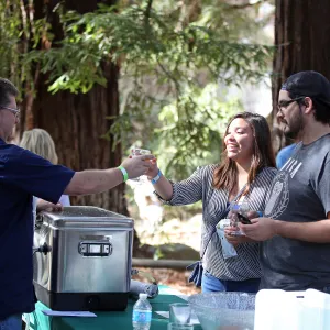 Santa Barbara Beer Garden Event, Kevin Pratt of Santa Barbara Brewing pouring