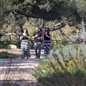 Santa Barbara Beer Garden Event, visitors strolling along the Meadow Oaks pavered path