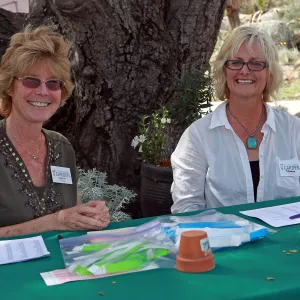 Santa Barbara Beer Garden Event, Katie Krier and Tiffany Smith taking registration