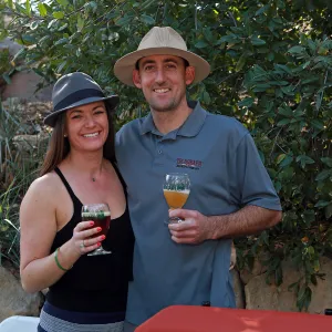 Santa Barbara Beer Garden Event, Scott and Molly pouring Telegraph Beer