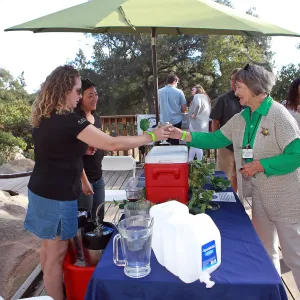 Santa Barbara Beer Garden Event, Island Brewing, Jena Jenkins and Wendy pouring