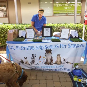 Trails n Tails 2014, Fur Feathers and Scales Pet Services table