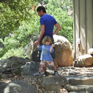 Trails n Tails 2014, father and son at kiosk