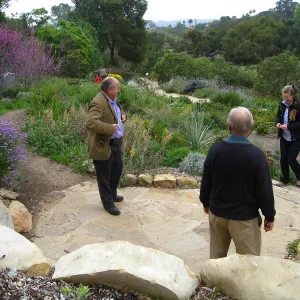 Panayoti kelaides looking at the Meadow View, from the Mosaic Bench
