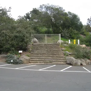 Steps from parking lot to Mission Canyon Rd