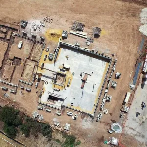 Aerial view of Pritzlaff Conservation Center construction
