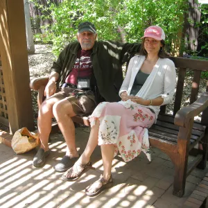 Rancho Santa Ana Botanic Garden, Geege Ostroff & Betsy Lape taking a break