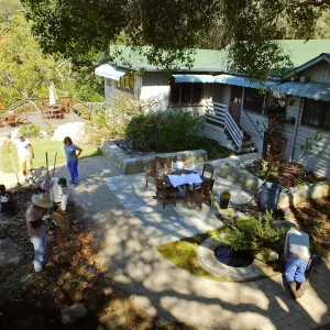 Home Demonstration Garden Renovation, view 16, looking towards southeast corner of Cottage, first day of demolition work