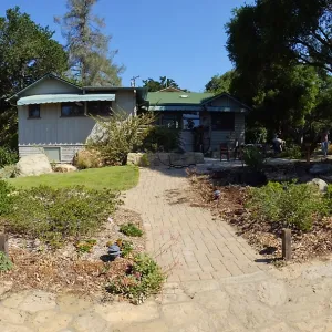 Home Demonstration Garden Renovation, view 21, panorama of south side of Cottage, first day of demolition work