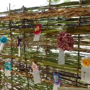 Dormant Dreams Yarn Blast Installation, Community Weaving Wall