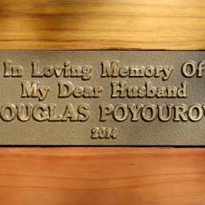 Douglas Poyourow bench plaque