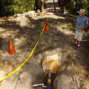Water pipe repair near Campbell Bridge