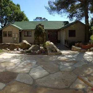 Home Demonstration Garden Renovation, view 1, panorama of north side of Cottage
