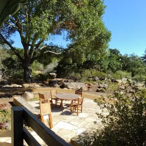 Home Demonstration Garden Renovation, view 17, panorama from south entrance of Cottage