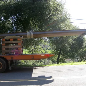 Bridge supports for Campbell Bridge being brought in on Tunnel Road