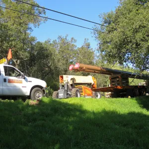Bridge supports for Campbell Bridge being brought in on Tunnel Road