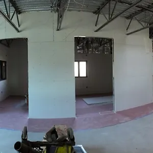 Pritzlaff Conservation Center Construction, panorama of Administrative Bullpen