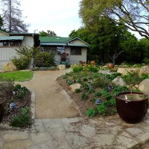 Home Demonstration Garden Renovation, view 21, panorama of south side of Cottage