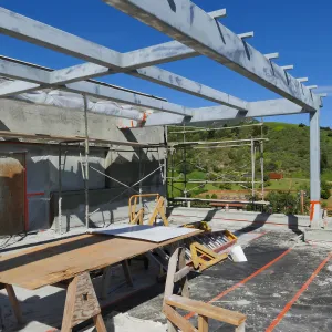 Pritzlaff Conservation Center Construction, looking northeast across deck