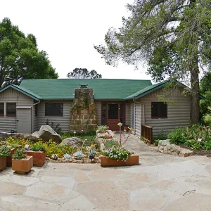 Home Demonstration Garden Renovation, view 1, panorama of north side of Cottage