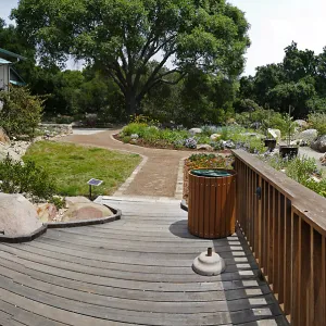 Home Demonstration Garden Renovation, view 26, panorama from deck