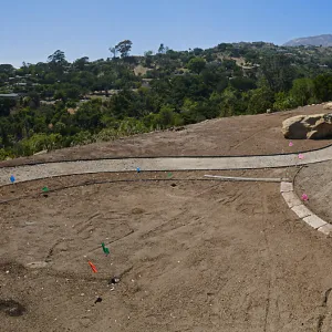 Island View Garden Installation, panorama from boulder near south steps