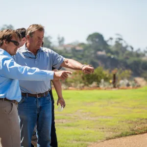 Pritzlaff Conservation Center Ribbon Cutting Celebration, guests exploring the newly planted Island View Garden