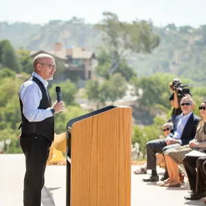 Pritzlaff Conservation Center Ribbon Cutting Celebration, Steve Windhager speaking to guests