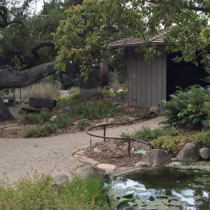 Information Kiosk with Pond in foreground