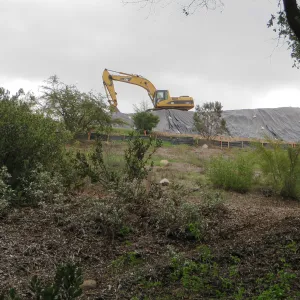 Heavy equipment used at Pritlaff site - view from the Tea House